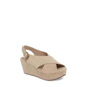 Chocolat Blu Neutral Nubuck Slingback Wedge Sandals